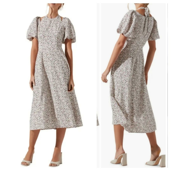 Floral Cut Out Shoulder Dress - Picture 2 of 3